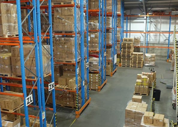 Pallet racking inside a Go Travel distribution centre
