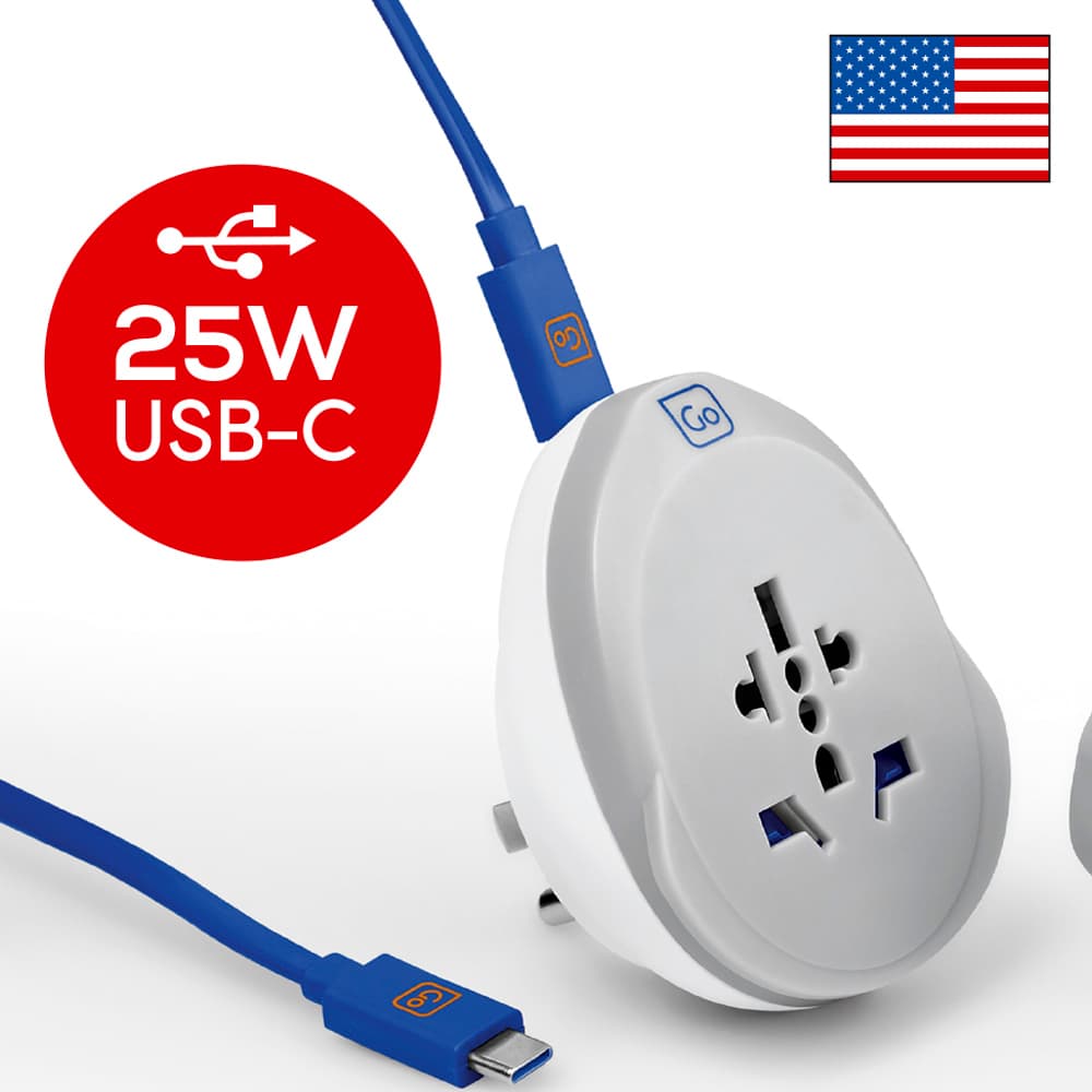 World - USA USB-C Adaptor + (25W) lifestyle c
